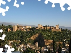 panorama, Andalusia, alhambra, Granada, Spain, town, fortified