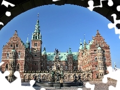 Town, Hillerod, Frederiksborg, fountain, Castle