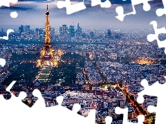 town, Paris, Eiffla, View, tower