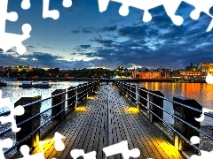 Town, pier, River