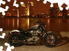 Night, Harley-Davidson Sportster 1200N, Town