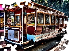 Street, urban, tram, Houses