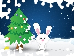 Rabbit, christmas tree