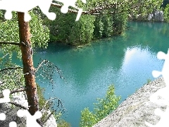 trees, lake, Adrspach, Czech Republic, viewes, rocks