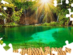 trees, lake, VEGETATION, waterfalls, Coartia, viewes, Plitvice Lakes National Park