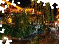 trees, Plants, alley, Restaurant, China