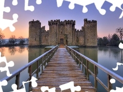 lake, England, trees, viewes, bridge, Castle