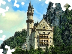 Castle, rocks, Mountains, Neuschwanstein