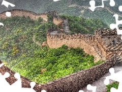 wall, Buldings, trees, viewes, Chinese, large