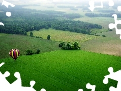 trees, viewes, color, Balloon, field