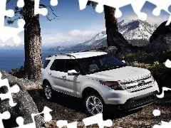 trees, viewes, Mountains, rocks, Ford Explorer