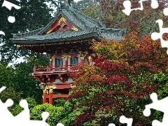 decorating, house, trees, viewes, Japan, Golden