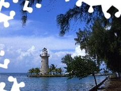 trees, viewes, maritime, sea, Lighthouse