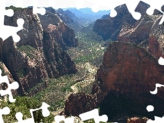 Mountains, canyon, trees, viewes, roads, Rocky