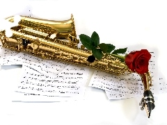 Tunes, rose, musical, saxophone, instrument