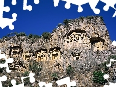 tombs, Dalyan, Turkey, bed-rock