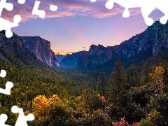 Yosemite National Park, Mountains, viewes, rocks, trees, California, The United States, autumn