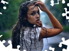 Hair, Women, make-up, The look, Rain, wet