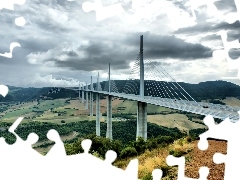 by, overpass, rivers, Millau, France, Valley, Tarn