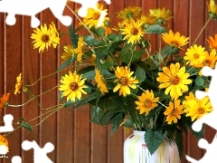 bouquet, flowers, Vase, yellow
