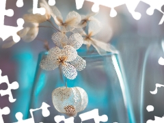 blue, Vase, Flowers, hydrangea, dry