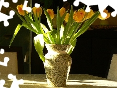 Vase, Yellow, Tulips