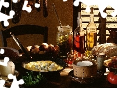 vegetables, Scrambled Eggs, oil, cooking, bread, cheese