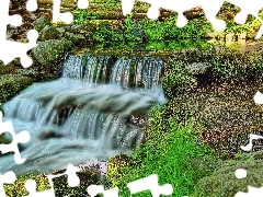 VEGETATION, waterfall, rocks