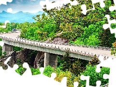 bridge, trees, viewes, Way