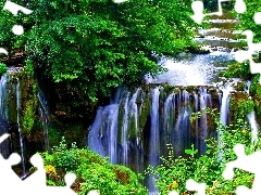 viewes, bridges, waterfall, trees, Beatyfull