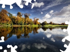 viewes, clouds, lake, trees, beatyfull