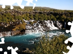 Cascades, tear, viewes, plain, trees, River