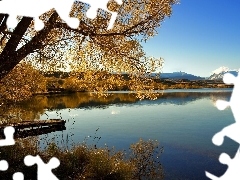 viewes, Platform, Mountains, trees, River