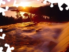 Tahoe, California, viewes, snow, trees, lake