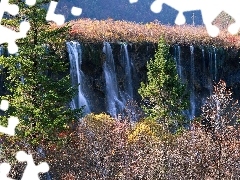 viewes, waterfall, trees