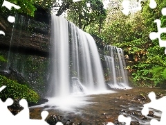 waterfall, trees, viewes, River