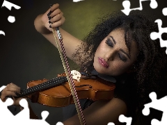 violin, girl, brunette