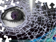 eye, Glass, Vista, cracked