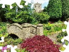 bridges, Park, Waddington, England, Castle, stone