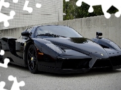Black, Enzo, wall, Ferrari