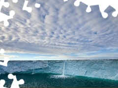 clouds, Ice, water, mountains