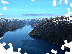 fjord, Mountains, water, lysefjord