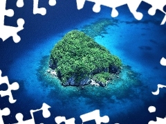 Green, Blue, water, Islet