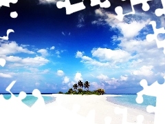 Island, Sky, water, Palms