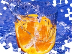 particle, cup, water, orange