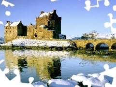 water, Castle, snow