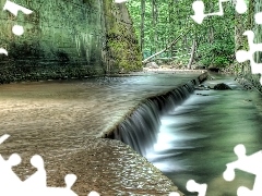 waterfall, walls, dike