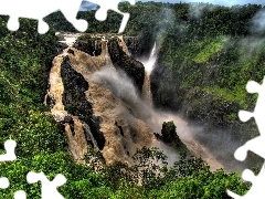 jungle, rocks, waterfall, River