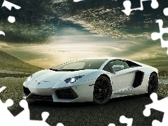 White, Aventador, Way, Lamborghini