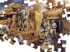 war, soldiers, Weapons, trench